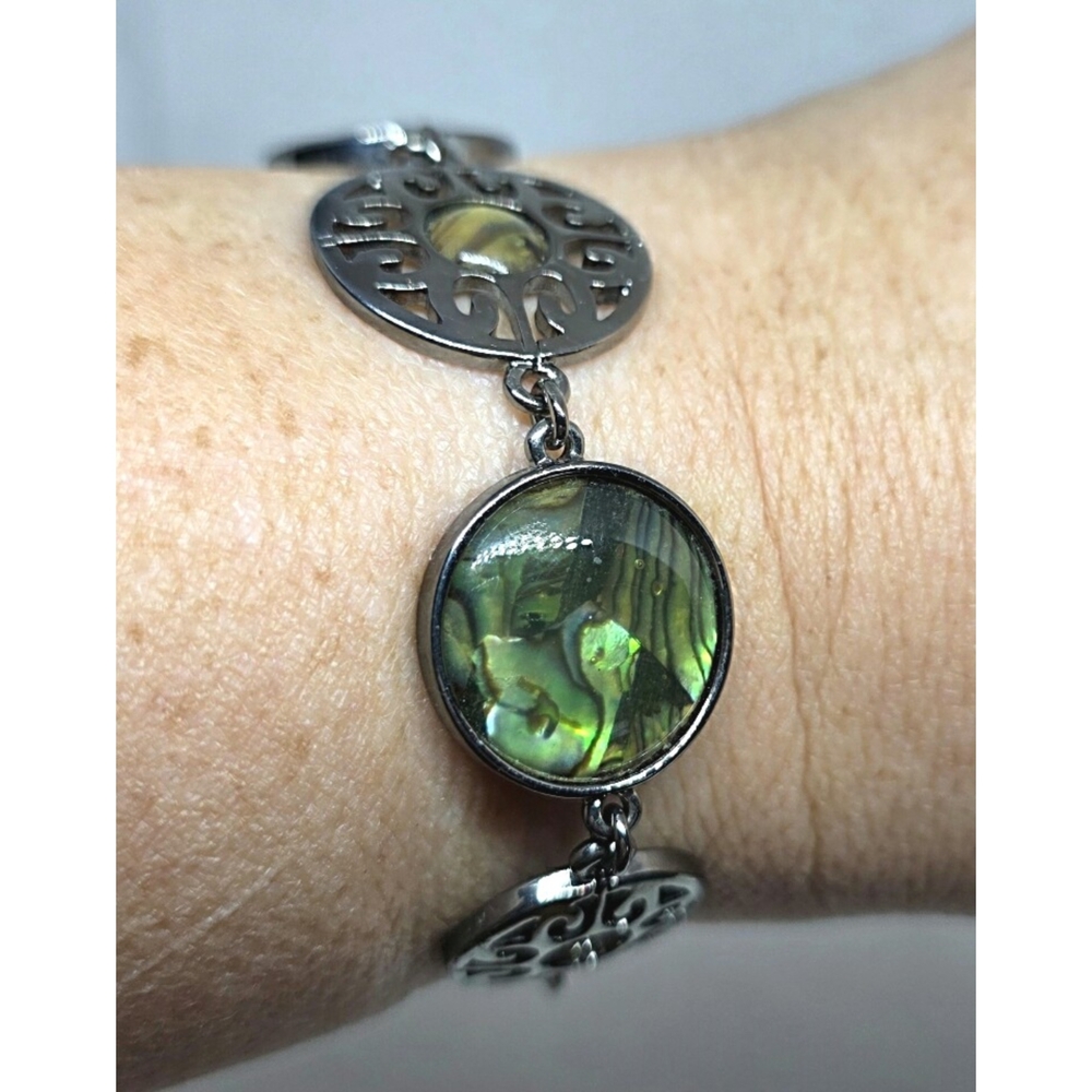 Lia Sophia "Subliminal" Gunmetal & Abalone Bracelet